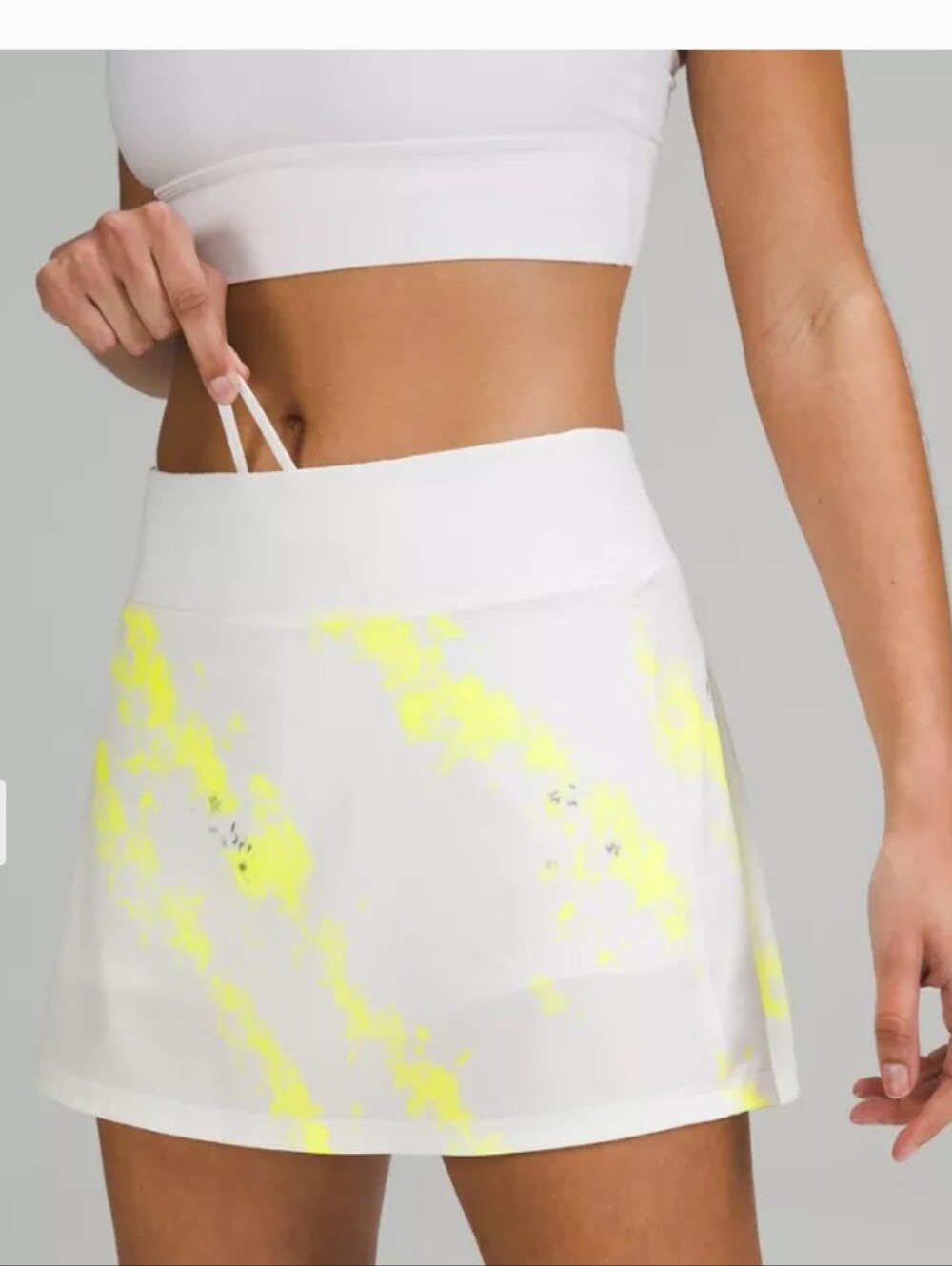 lululemon athletica Pace Rival Mid-rise Skirt Skort Electric Lemon Multi/ White